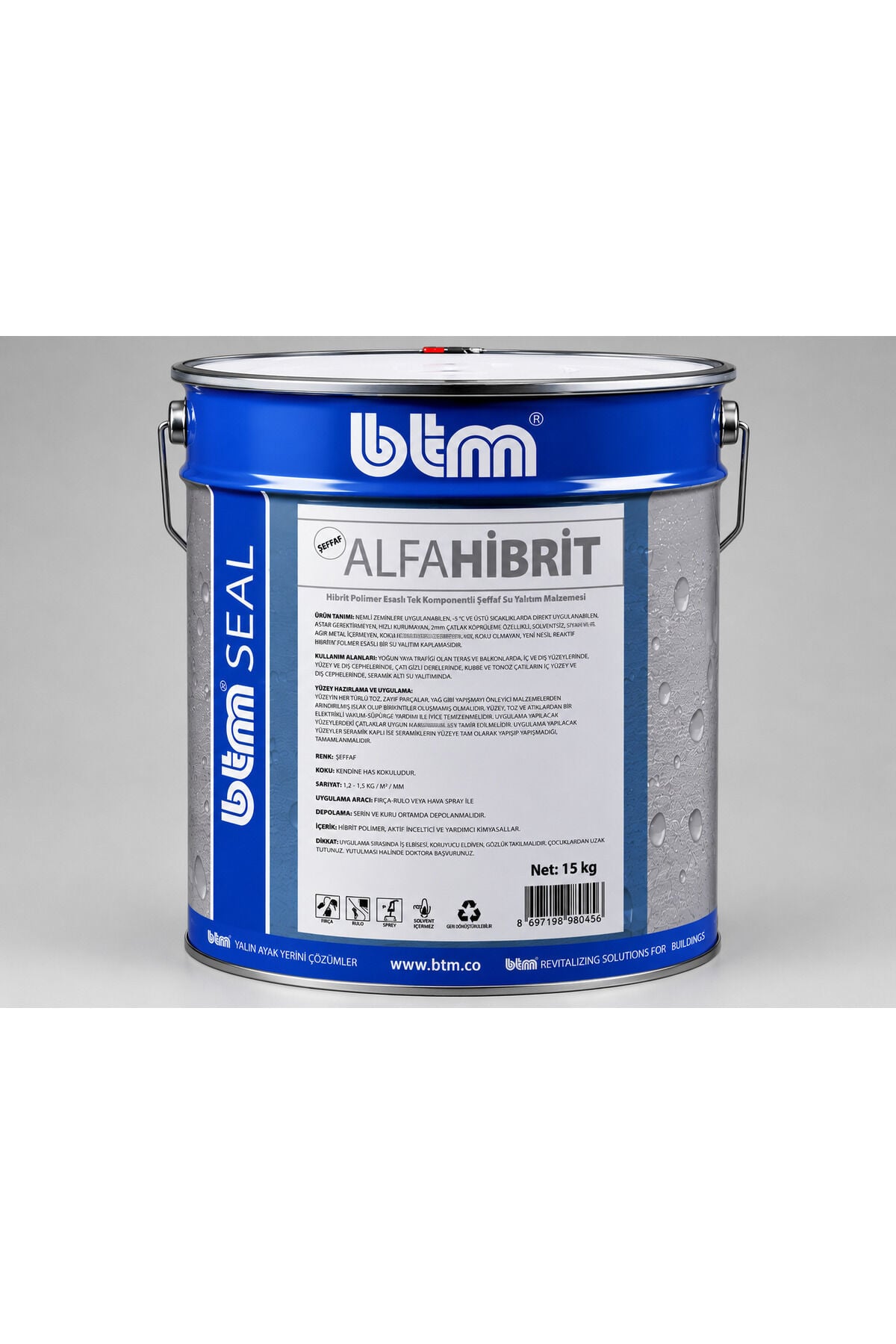 BTMSEAL Alfahibrit Şeffaf 15 Kg Su Yalıtım Malzemesi