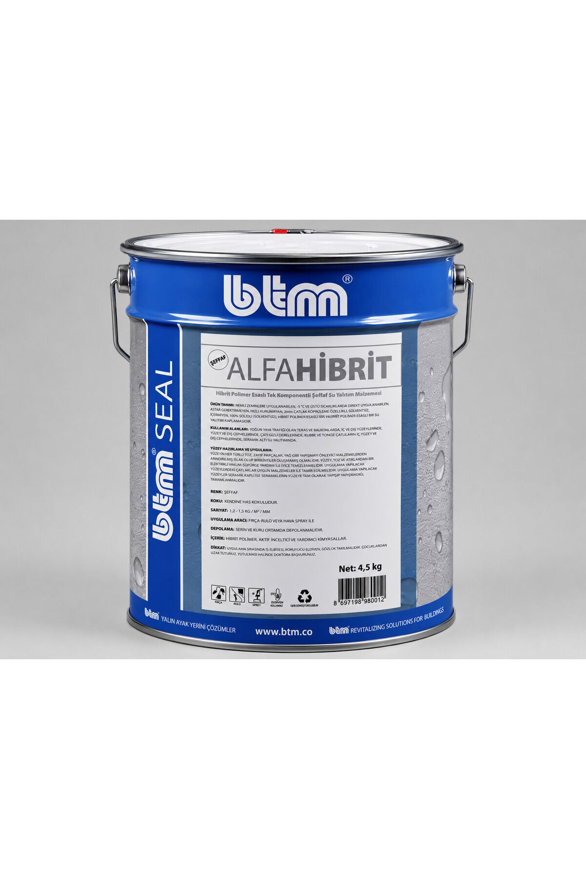 BTMSEAL Alfahibrit Şeffaf 4,5 Kg Su Yalıtım Malzemesi