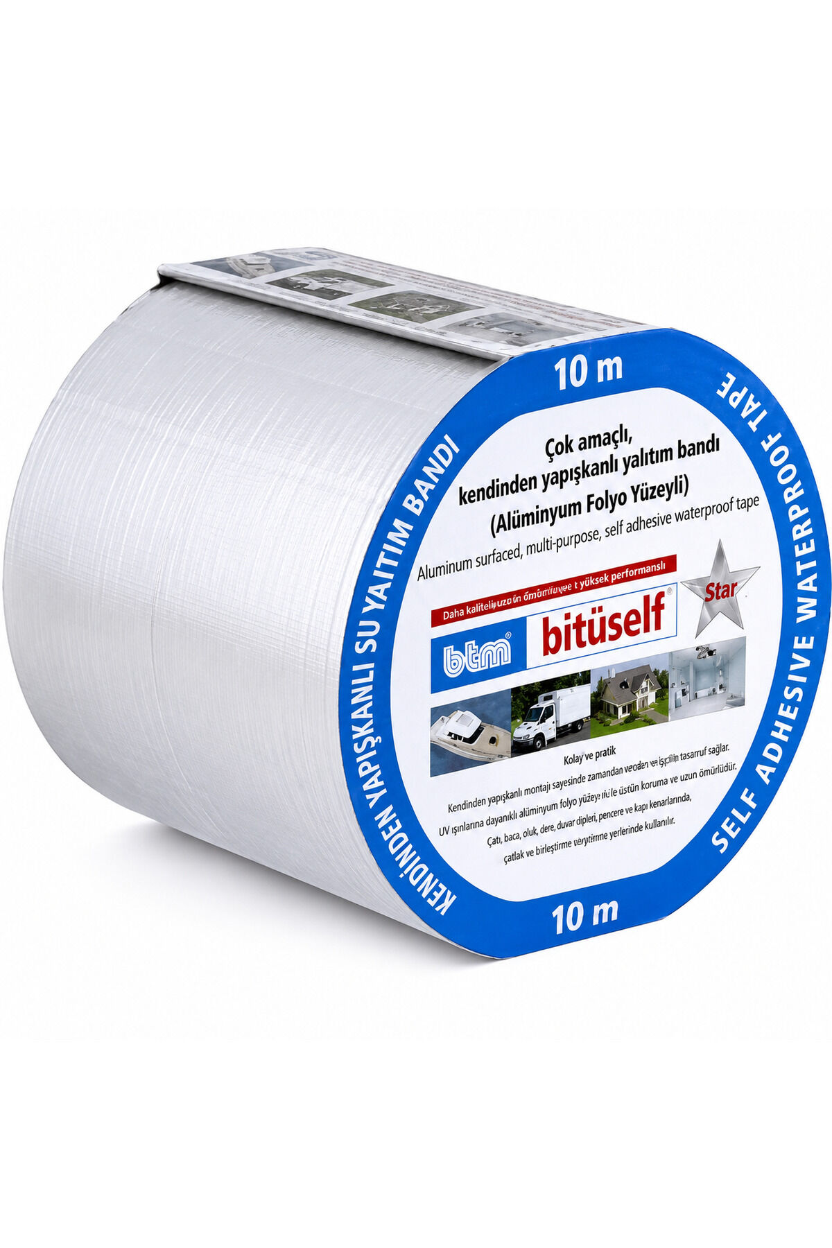 Bitüself 10 cm*10 mt Folyolu Kendinden Yapışkanlı Su Yalıtım Bandı