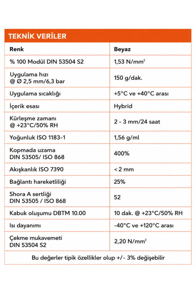 H550 Yüksek Kalite Genel Amaçlı Hibrit Mastik ve Yapıştırıcı Beyaz Renk 290 ml